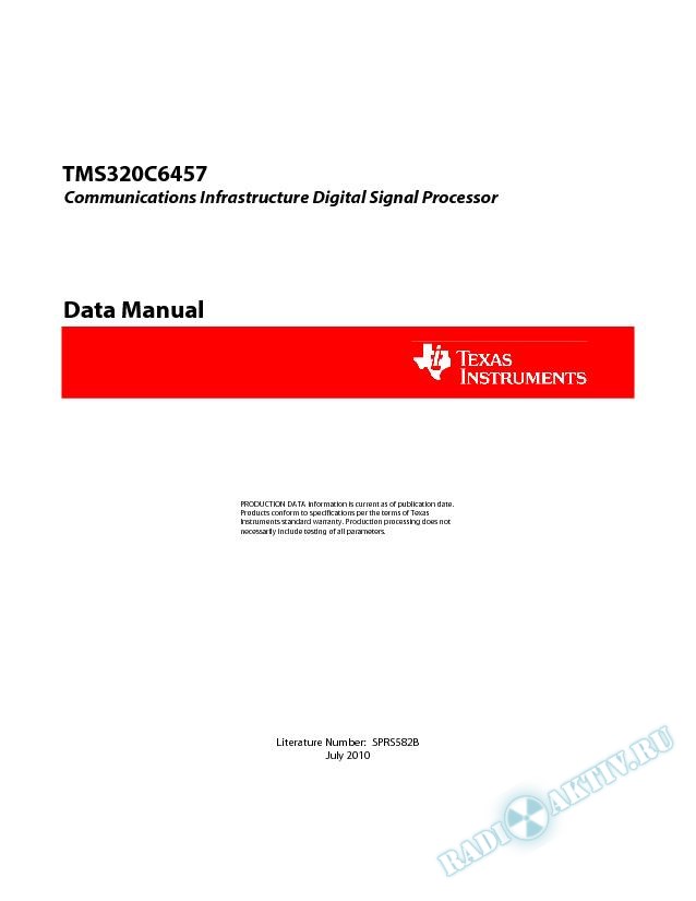 TMS320C6457 Communications Infrastructure Digital Signal Processor (Rev. B)