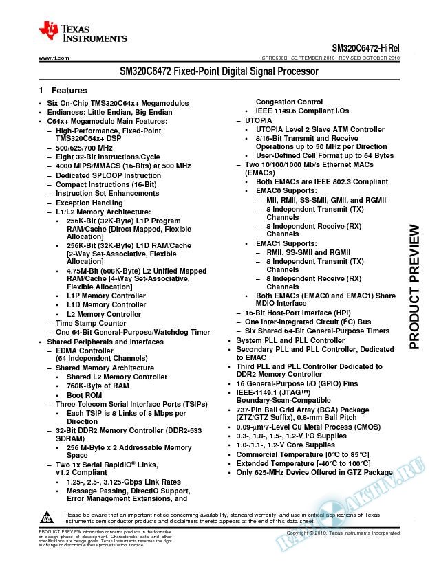 Fixed-Point Digital Signal Processor. (Rev. B)