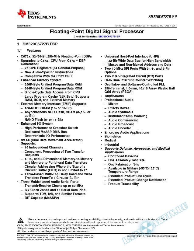 Floating Point Digital Signal Processor.. (Rev. A)