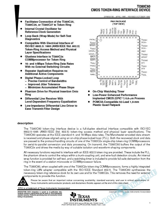 CMOS Token-Ring Interface Device (Rev. B)