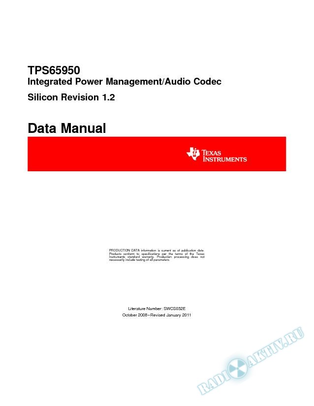 TPS65950 Data Manual (Rev. E)
