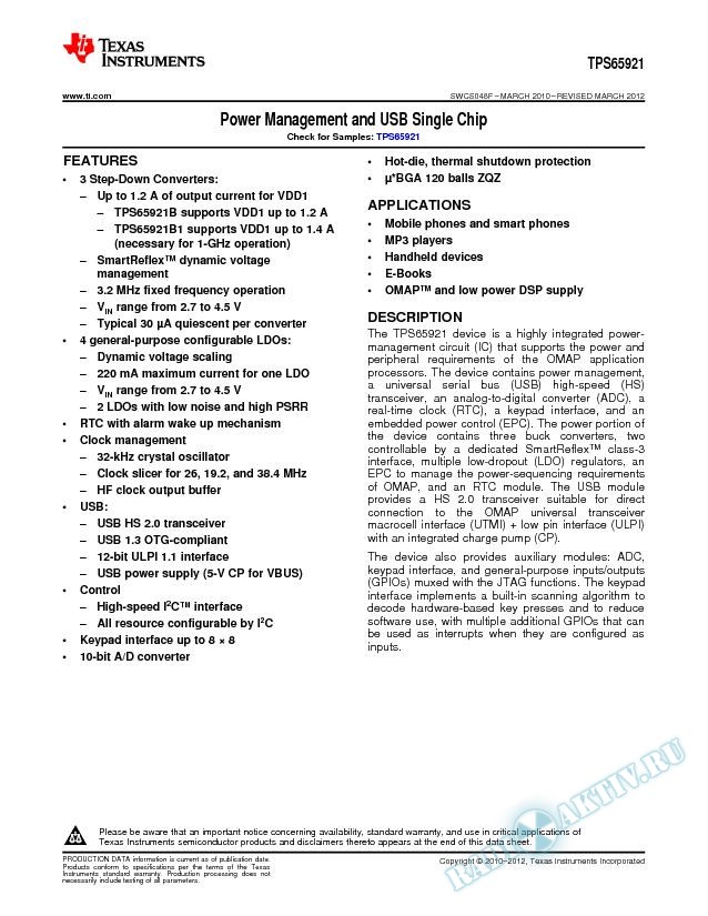 Power Management and USB Single-Chip (Rev. F)