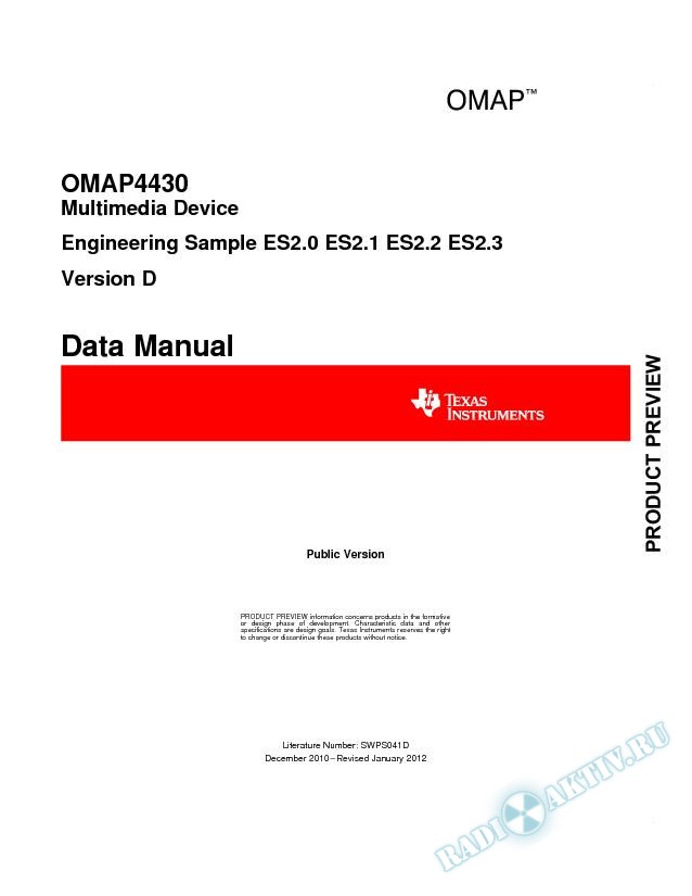 OMAP4430 Multimedia Device Data Manual [Public] Version D (Rev. D)