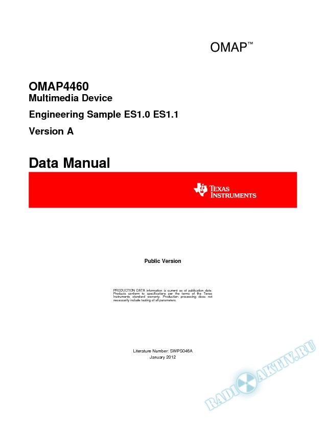 OMAP4460 Multimedia Device Data Manual [Public] Version A (Rev. A)