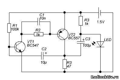 Мигающий светодиод (на одном транзисторе): как сделать мигалку своими руками, схема